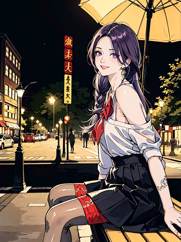 01967-1320674567-best quality, masterpiece, 1 Girl, , shogun raiden _(genshin impact_), ((Sitting on a Bench)), Japanese School Uniform, Off Shou.png